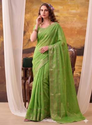 Parrot green crepe printed 2