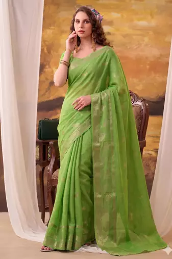 Parrot green crepe printed
