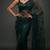 Dark green net embroidered saree