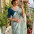 Sky blue silk blend embroidered saree