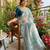 Sky blue silk blend embroidered saree