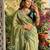 Olive silk blend embroidered saree