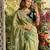 Olive silk blend embroidered saree