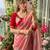 Pink silk blend embroidered saree