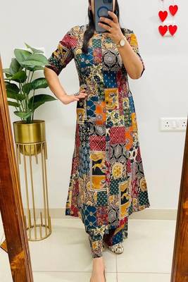multicolor printed cotton kurta & trouser co-ord set 1