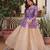 cream jacquard lehenga with purple printed blouse set