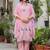Floral embroidered silk round neck kurta trouser & dupatta set