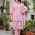 Floral embroidered silk round neck kurta trouser & dupatta set
