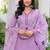 Floral embroidered silk v neck kurta trouser & dupatta set