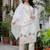 Floral embroidered silk v neck kurta trouser & dupatta set