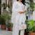 Floral embroidered silk v neck kurta trouser & dupatta set