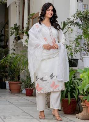 white floral embroidered silk kurta set with dupatta 3