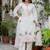 Floral embroidered silk v neck kurta trouser & dupatta set