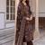 Floral embroidered pure cotton v neck kurta trouser & dupatta set