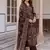 Floral embroidered  cotton v neck kurta trouser & dupatta set