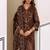 Floral embroidered pure cotton v neck kurta trouser & dupatta set