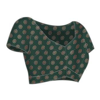 green block print georgette saree with blouse 5