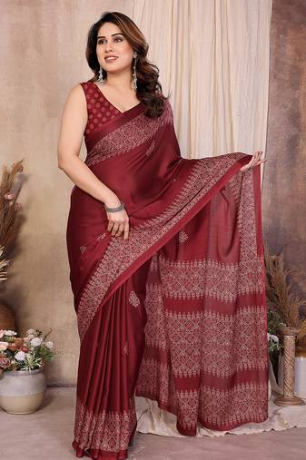 Women printed daily wear chiffon georgette saree with blouse