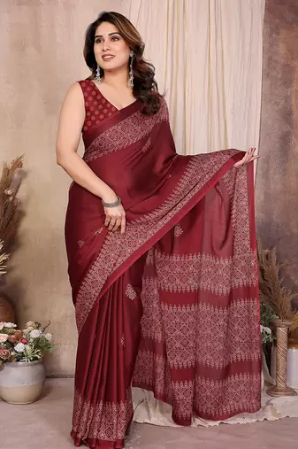 Women printed daily wear chiffon georgette saree with blouse