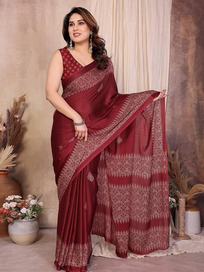 Women printed daily wear chiffon georgette saree with blouse