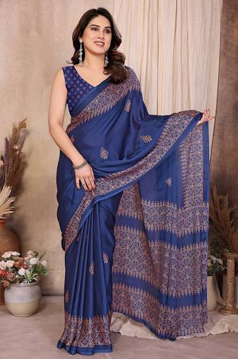 Women printed daily wear chiffon georgette saree with blouse