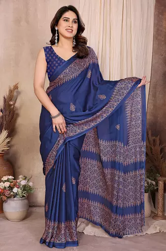 Women printed daily wear chiffon georgette saree with blouse