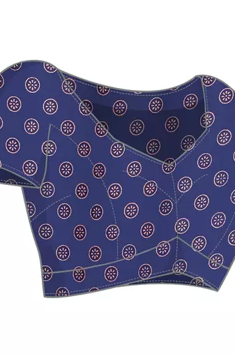 blue block print georgette saree with blouse