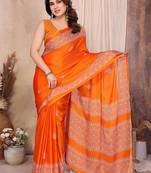 Women printed daily wear chiffon georgette saree with blouse