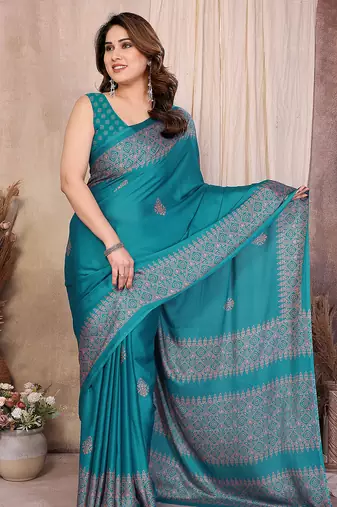 Women printed daily wear chiffon georgette saree with blouse