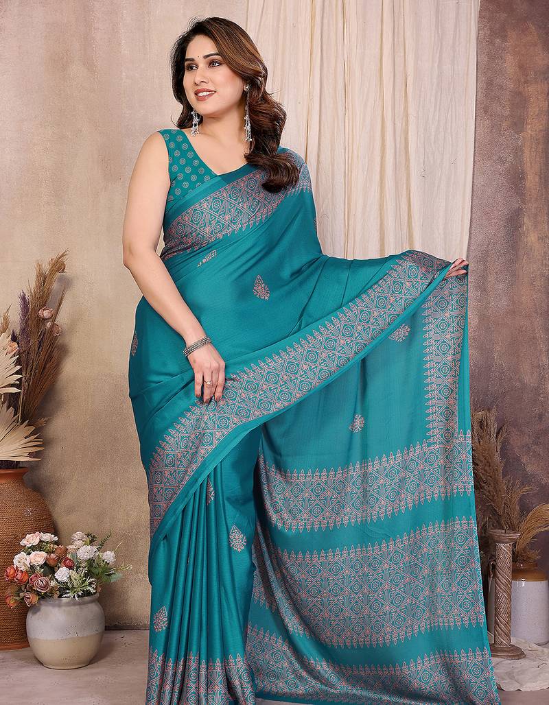 Women printed daily wear chiffon georgette saree with blouse