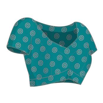 teal block print georgette saree with blouse 5