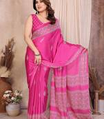 Women printed daily wear chiffon georgette saree with blouse
