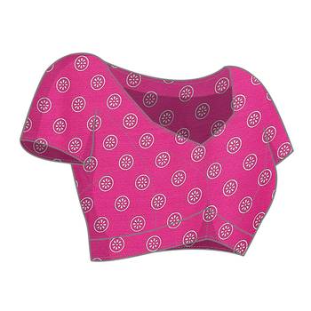 magenta block print georgette saree with blouse 5