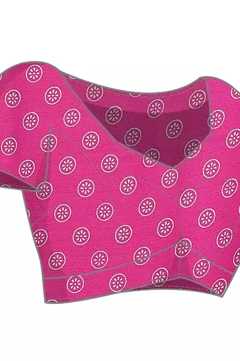 magenta block print georgette saree with blouse