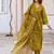 Floral embroidered  cotton v neck kurta trouser & dupatta set