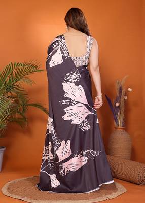 multicolor satin saree with designer border print 2