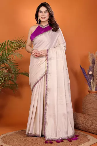 Women embellished embroidered kanjivaram cotton silk blend saree with blouse