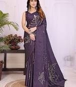 Women printed daily wear satin saree with blouse