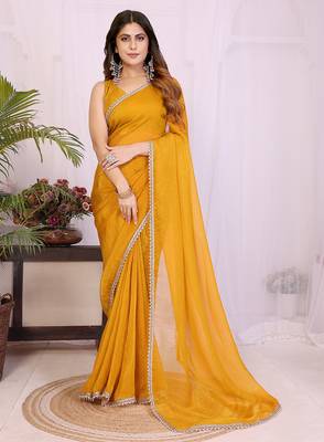 yellow silk tissue saree with hand woven blouse 1