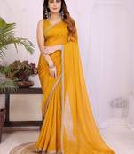 Women solid/plain embellished bollywood tissue saree with blouse