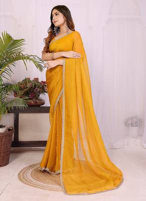 yellow silk tissue saree with hand woven blouse 3