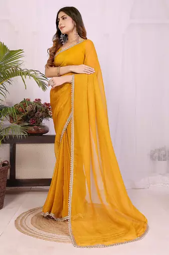 yellow silk tissue saree with hand woven blouse