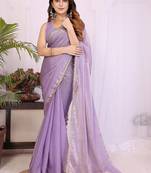 Women embellished bollywood tissue pure silk saree witn blouse