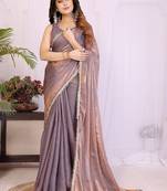 Women embellished bollywood tissue pure silk saree witn blouse