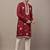 Men's maroon floral printed kurta with embroidered neck panel kurta set
