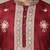 Men's maroon floral printed kurta with embroidered neck panel kurta set