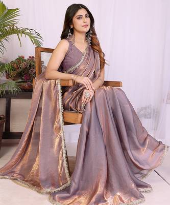 dark aqua blue tissue silk saree with woven border 4