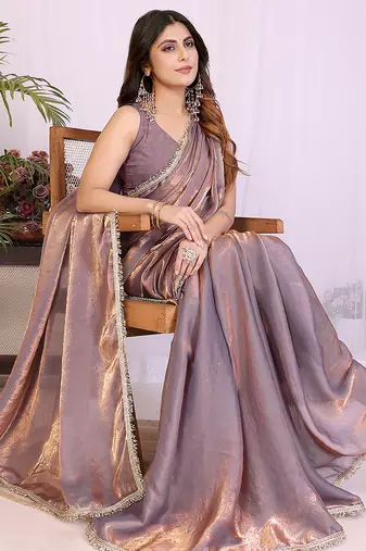 dark aqua blue tissue silk saree with woven border