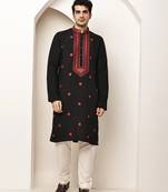 Men’s black embroidered kurta pyjama set