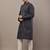 Men’s dark grey embroidered kurta pyjama set